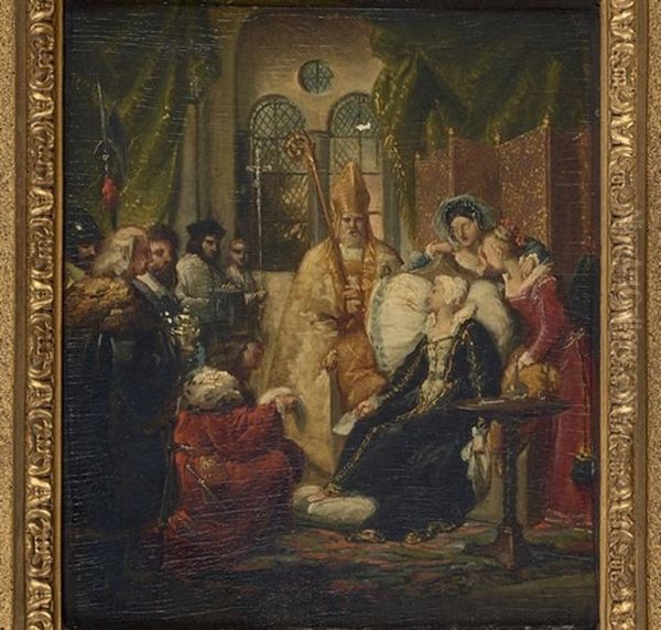 La Mort D'une Reine Oil Painting by Pierre Nolasque Bergeret