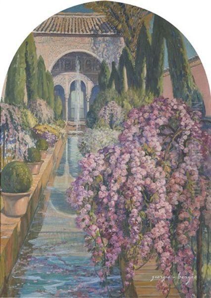 Vue Des Jardins De L'alhambra Oil Painting by Georges Berges