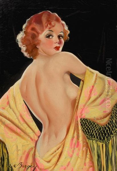 Girl Over-bored, Pep Stories Pulp Cover Oil Painting by Earle Kulp Bergey