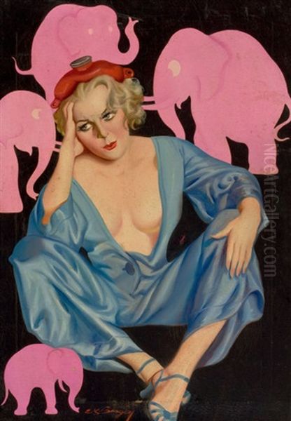 Pink Elephants, Bedtime Stories Pulp Cover by Earle Kulp Bergey