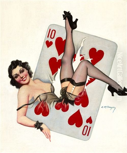 Ten Of Hearts Oil Painting by Earle Kulp Bergey