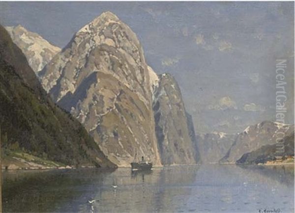 A Crisp Day On The Fjords Oil Painting by Carl Bergfeld