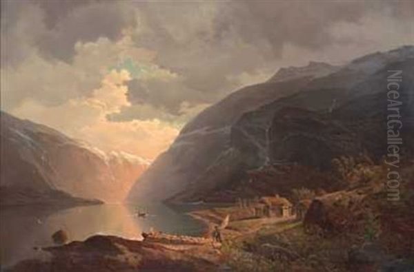 Hardangerfjorden Oil Painting by Anton Bergh