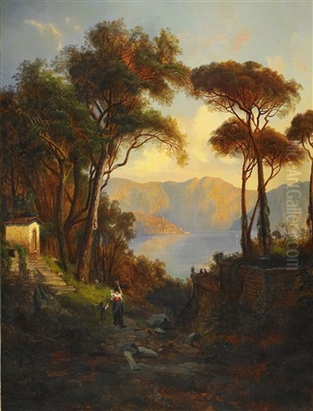 Vy Over Lago Maggiore, Italien Oil Painting by Edward (Johan-Edvard) Bergh