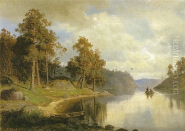 Insjolandskap Oil Painting by Edward (Johan-Edvard) Bergh