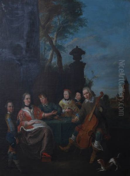 Scene Animee Au Violoncelliste Oil Painting by Nicolas Van Den Bergh