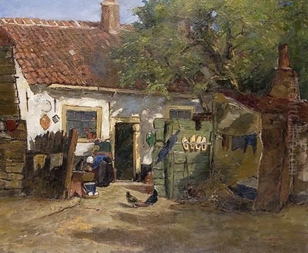 Boerenwoning Oil Painting by Pieter Van Den Bergh