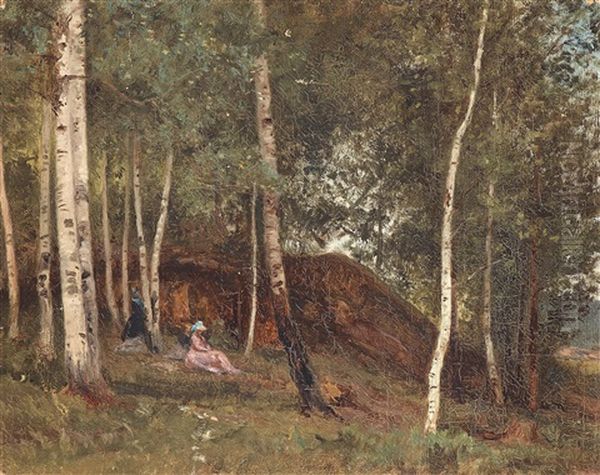 Women By The Woods Oil Painting by Richard (Sven R.) Bergh