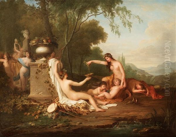 Bacchanal Oil Painting by Augustin Charles G. van den Berghe