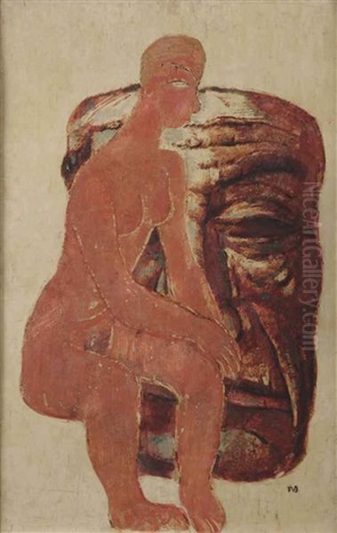 Mask And Nude Oil Painting by Frits Van Den Berghe