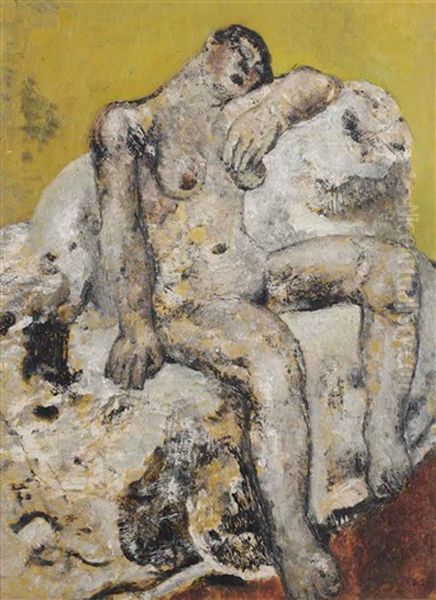 Seated Nude, Sleeping Oil Painting by Frits Van Den Berghe