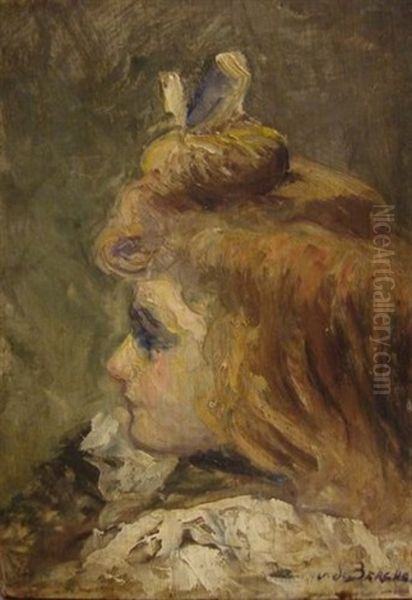 Sans Titre (jeune Fille De Profil) Oil Painting by Frits Van Den Berghe