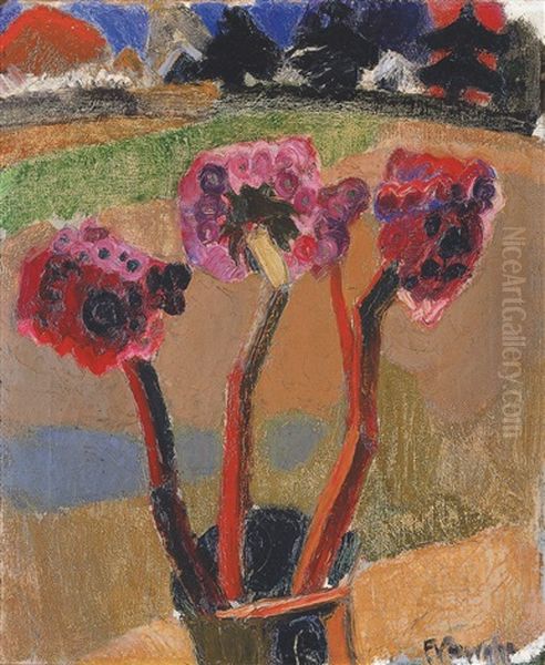 Vase Met Bloemen Oil Painting by Frits Van Den Berghe