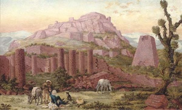 Mexicans Resting Amongst Ancient Ruins Oil Painting by Jean Nepomucene de Berghes