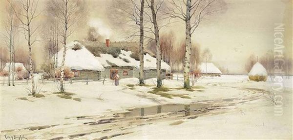 Snow Covered Cottages by Richard Alexandrovich Bergholz