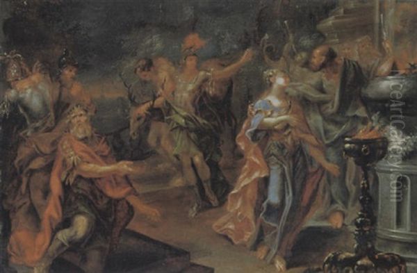 Die Opferung Der Iphigenie Oil Painting by Johann Georg Bergmuller