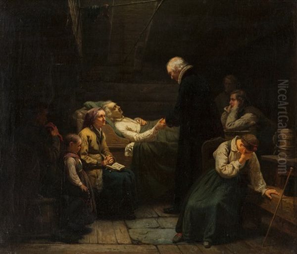 Sognebud 1859 Oil Painting by Knud Larsen Bergslien