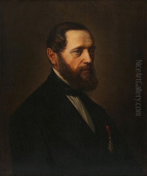 Portrett Av Teolog Og Forfatter Marcus Jacob Monrad Oil Painting by Knud Larsen Bergslien