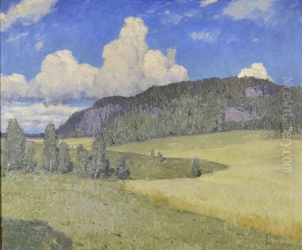 Landskap Oil Painting by Alfred Mauritz Bergstroem