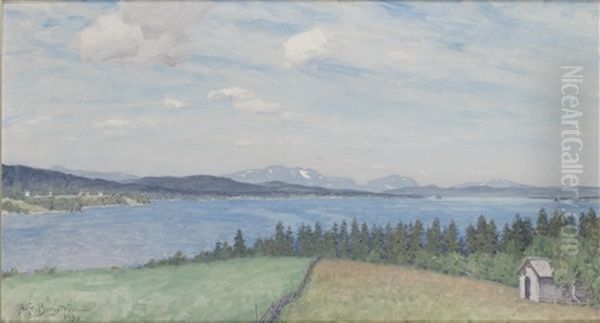 Landskapsvy Oil Painting by Alfred Mauritz Bergstroem