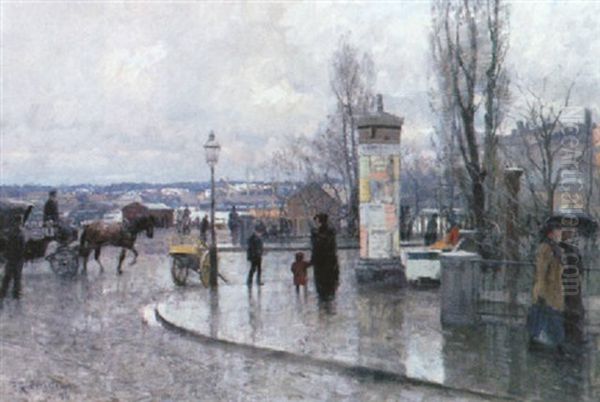 Vy Fran Nybroplan, Stockholm Oil Painting by Alfred Mauritz Bergstroem