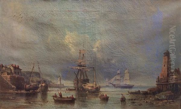 Navires Au Port Oil Painting by Tony-Francois de Bergue