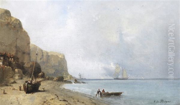 Vista De Costa Com Barcos Oil Painting by Tony-Francois de Bergue