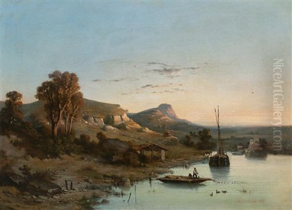 Paisaje Fluvial Oil Painting by Tony-Francois de Bergue