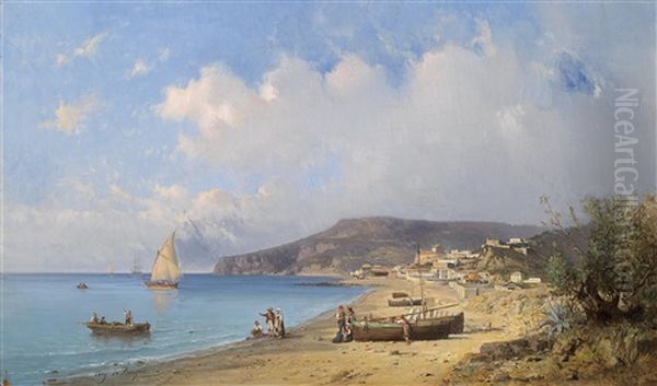 Fischer Am Strand Oil Painting by Tony-Francois de Bergue