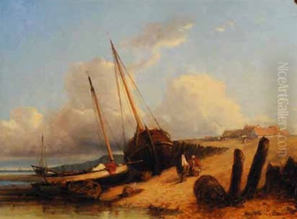 Retour De Peche Oil Painting by Tony-Francois de Bergue