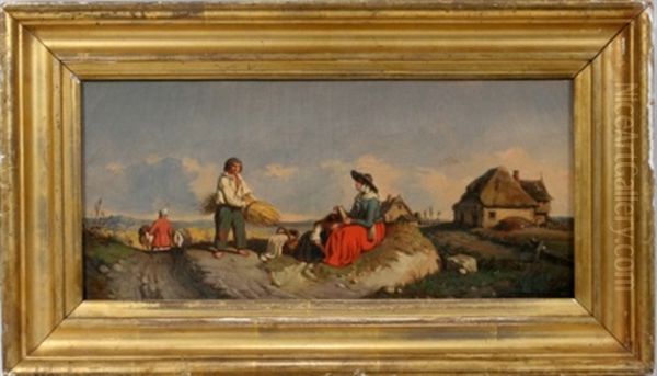 The Harvesters Oil Painting by Tony-Francois de Bergue