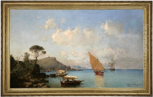 View Of The Coast Of The Isle Of Capri Oil Painting by Tony-Francois de Bergue