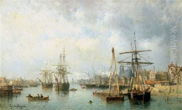 Le Port De Rouen Oil Painting by Tony-Francois de Bergue