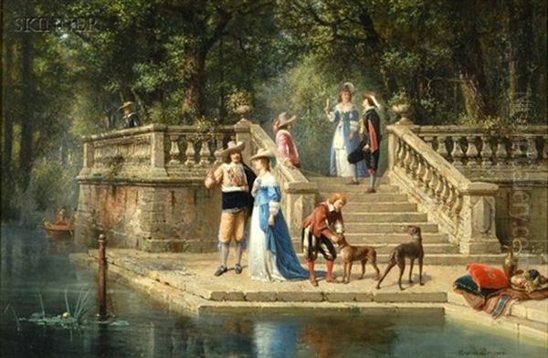 The Garden Party Oil Painting by Tony-Francois de Bergue