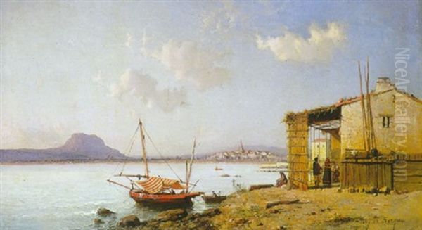 Au Bord De L'eau Oil Painting by Tony-Francois de Bergue