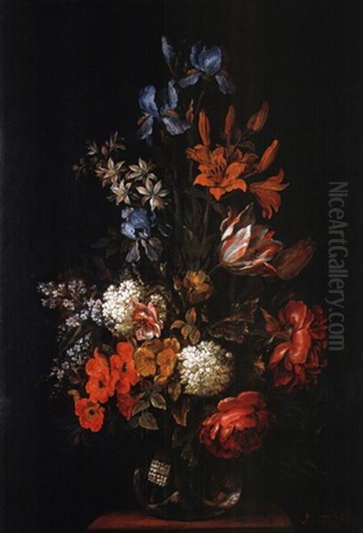 Blumenstilleben Mit Glasvase Oil Painting by Heinrich Berichau