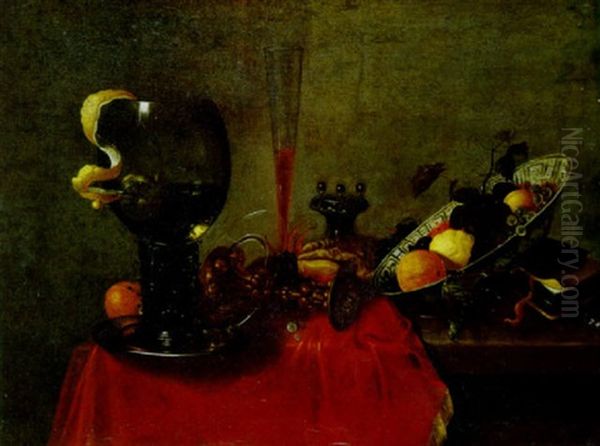 Stilleben Mit Glasern Und Obst In Einer Schale Oil Painting by Gillis van Berkborch