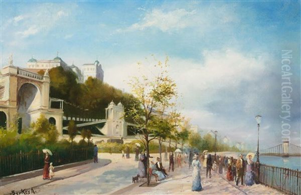 Ansicht Des Burgenviertels In Budapest Oil Painting by Antal Berkes