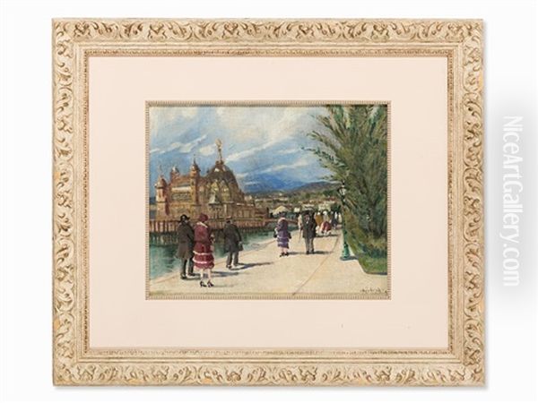 Casino At The Promenade Anglaise In Nice Oil Painting by Antal Berkes