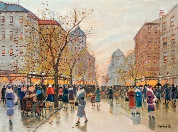 Oszi Budapest Oil Painting by Antal Berkes