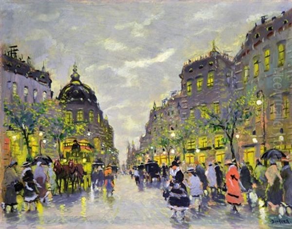 Andrassy Street Oil Painting by Antal Berkes