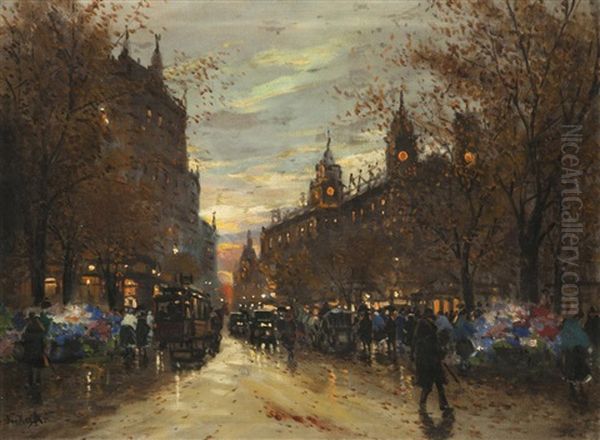 Vorabend In Der Stadt Oil Painting by Antal Berkes