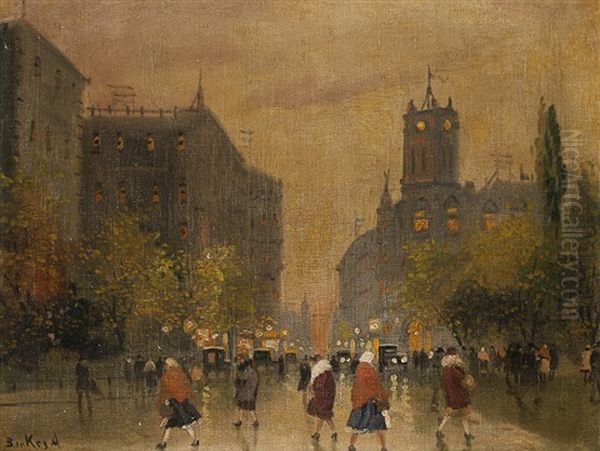 Abend In Der Grosstadt Oil Painting by Antal Berkes