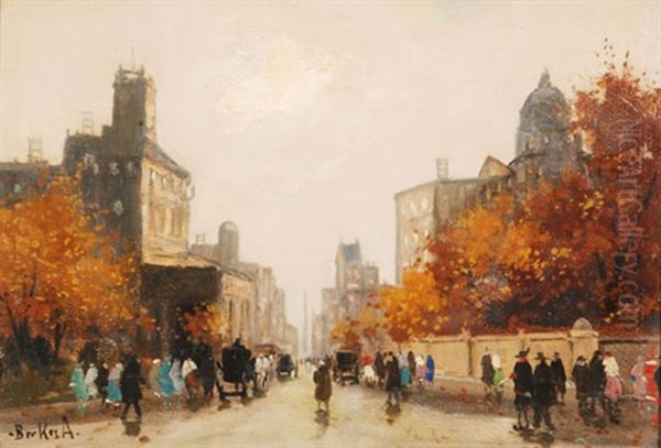 Strassenszene In Der Grossstadt Oil Painting by Antal Berkes