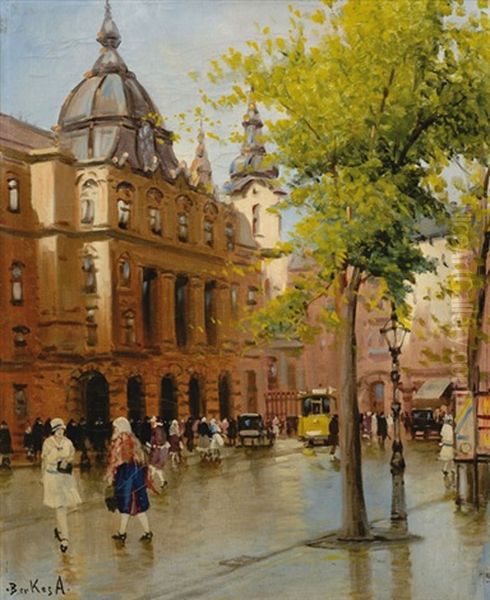 Urban Landscape Oil Painting by Antal Berkes