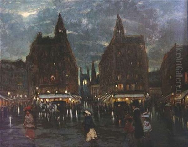 Ansicht Von Budapest Oil Painting by Antal Berkes