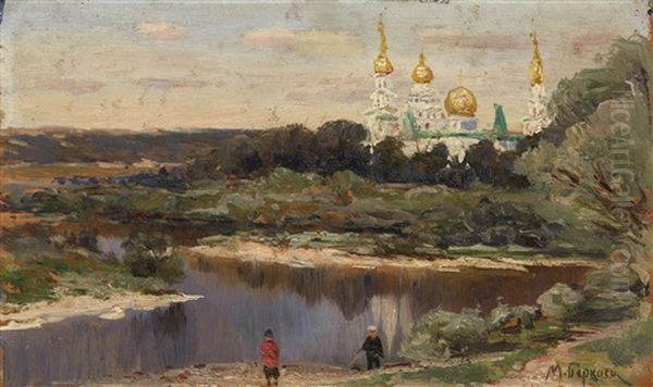 View Of The New Jerusalem Monastery Oil Painting by Mikhail Andreevitch Berkos