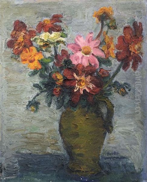 Blumenstilleben Mit Dahlien Oil Painting by Rudiger Berlit