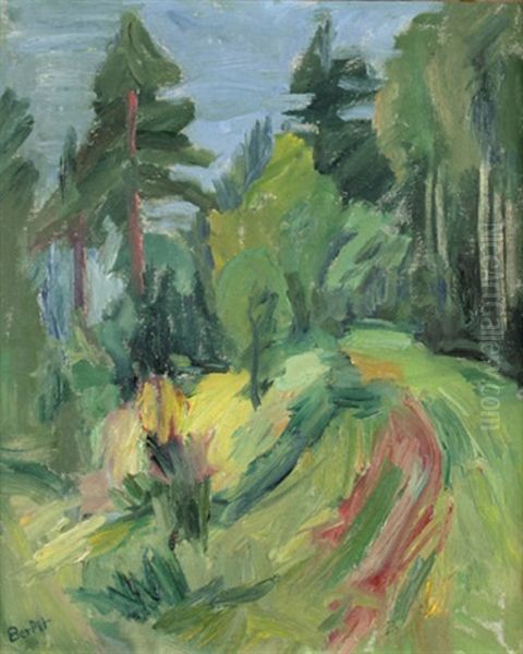 Waldweg (+ Another (sketch), Verso) Oil Painting by Rudiger Berlit