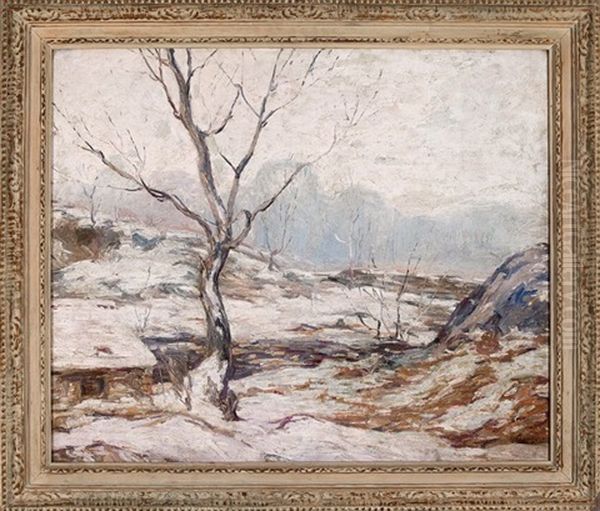 Snow Scene Oil Painting by Harry G. Berman